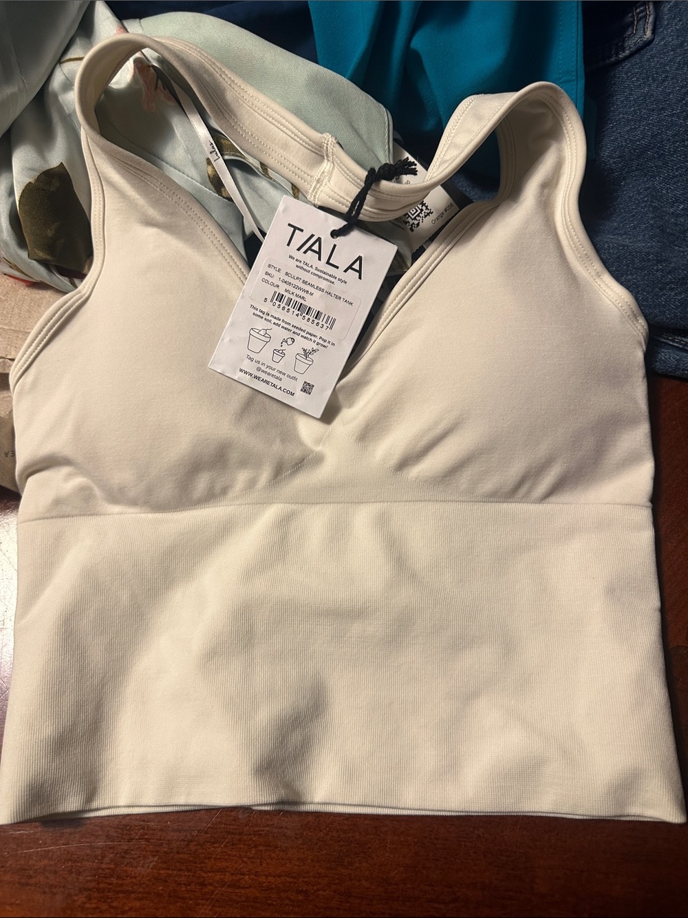 TALA Cream Longline Sports Bra Top